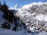 Blick auf die Unterkünfte in Zermatt