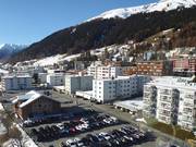 Einige Hotels sind direkt an den Pisten in Davos