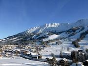 Blick auf das Skigebiet Oberjoch