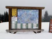 Pisteninformation im Skigebiet von Megève