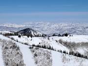 Blick über das Skigebiet Park City inkl. Bergstation Sesselbahn Bonanza
