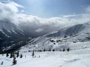 Blick vom North Peak über das Skigebiet Castle Mountain