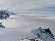 Blick von der Bergstation über das Vallée de Chamonix
