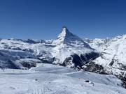 Blick über das Skigebiet Zermatt mit Matterhorn