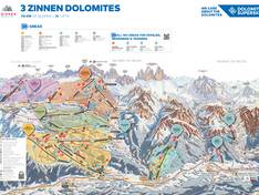 Pistenplan 3 Zinnen Dolomiten – Helm/Stiergarten/Rotwand/Kreuzbergpass