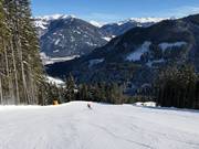 Schwere Geolsabfahrt zur Talstation der Panoramabahn Geols