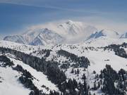 Die Pisten von Espace Diamant bieten immer wieder tolle Blicke zum Mont Blanc