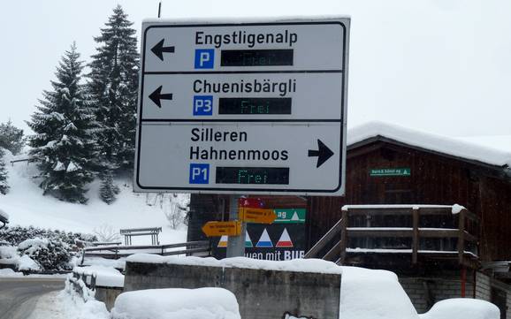 Engstligental: Anfahrt in Skigebiete und Parken an Skigebieten – Anfahrt, Parken Adelboden/Lenk – Chuenisbärgli/Silleren/Hahnenmoos/Metsch
