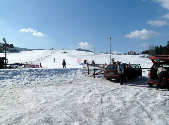 Blick auf das Skigebiet Budzowski Wierch