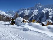 Die Schneekanonen warten auf den nächsten Einsatz