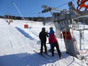 Am Schlepplift wird der Bügel gereicht