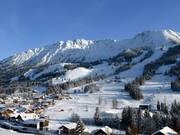 Blick auf das Skigebiet Oberjoch