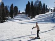 Kurz vor der Talstation vereinen sich die Pisten B2 und B3