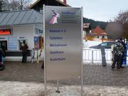 Wegweiser im Kassenbereich