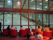 Blick auf die Piste vom Restaurant