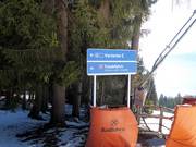 Pistenausschilderung im Skigebiet am Rosskopf