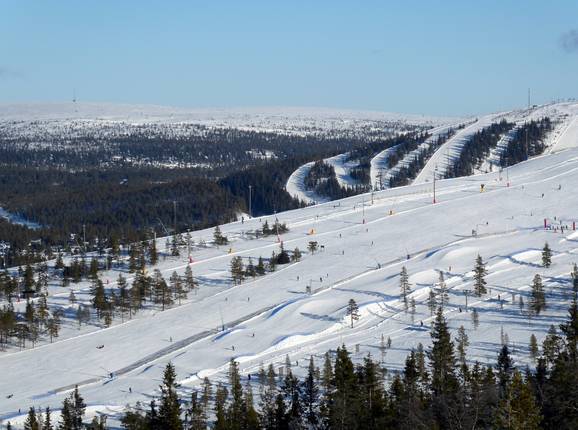 Blick auf die Pisten in Hundfjället und Tandådalen