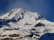 Bergstation Indren mit der 4215 m hohen Pyramide Vincent – Ziel von Skitourengehern