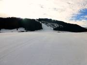 Blick auf die längste Abfahrt im Skigebiet
