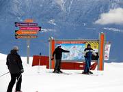 Die Namen der Tafeln korrespondieren mit den Bezeichnungen auf dem Pistenplan