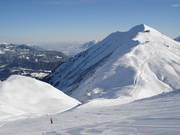 Zweiländerpiste mit Blick auf das Fellhorn