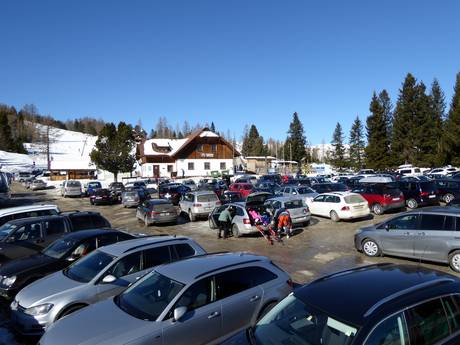 Nockberge: Anfahrt in Skigebiete und Parken an Skigebieten – Anfahrt, Parken Hochrindl – Sirnitz
