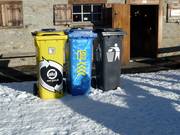 Recyclingstation im Skigebiet