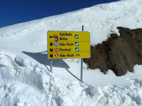 Bregenzerwaldgebirge: Orientierung in Skigebieten – Orientierung Damüls Mellau