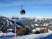 Blick von der Hirschkogelbahn über das Skigebiet