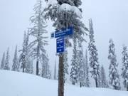 Pistenausschilderung im Skigebiet Whitewater