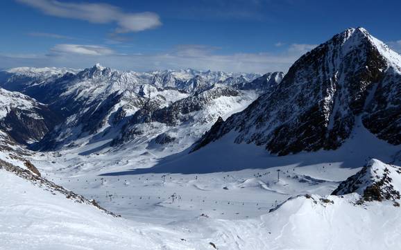 Größter Höhenunterschied im Geltungsbereich des SKI plus CITY Pass Stubai Innsbruck – Skigebiet Stubaier Gletscher