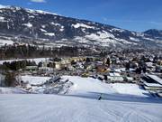 Weltcupstrecke mit Blick auf Lienz