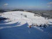 Einzige Herausforderung im Skigebiet: Der obere Hang am Steinbrink