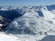 Blick auf das Skigebiet Sportgastein vom Schareck am Mölltaler Gletscher