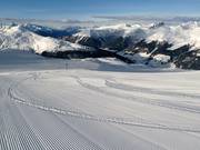 Perfekt präparierte Piste am Jakobshorn