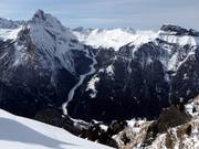 Blick auf die schwere Piste Ciampac-Alba