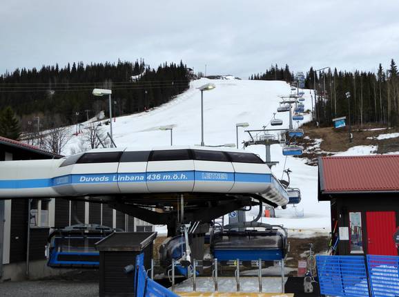 Duveds Linbana - 6er Hochgeschwindigkeits-Sesselbahn (kuppelbar) mit Abdeckhauben