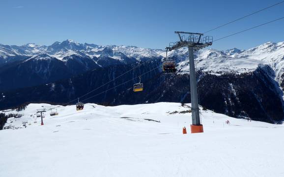 Höchste Talstation in der Zwei Länder Skiarena in Nord- und Südtirol – Skigebiet Watles – Mals