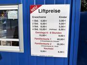 Preisinformationen an der Talstation