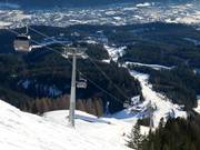 Blick von der Bergstation Alpjoch über das Skigebiet