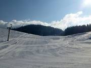 Leichte Abfahrt am Familienlift