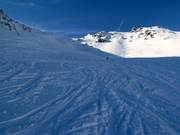 Schwere Abfahrt vom Weissfluhgipfel