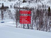 Pistenausschilderung im Skigebiet Tärnaby