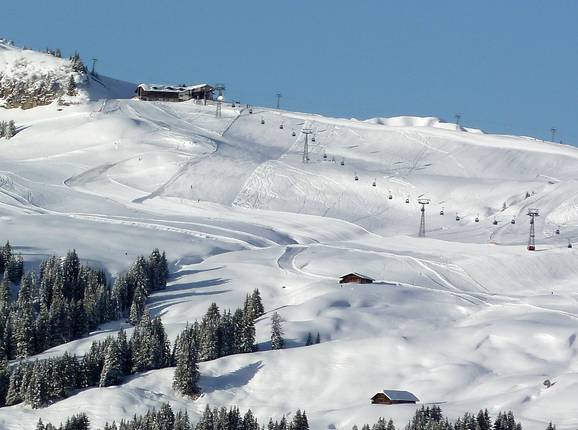 Blick auf das Skigebiet Lenk/Betelberg