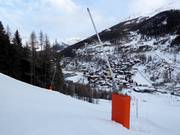 Lanzenbeschneiung in Tignes