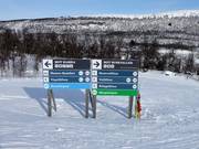 Pistenausschilderung im Skigebiet Tänndalen