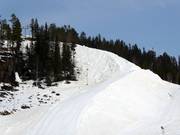 Der Schnee wird über den Sommer unter Planen konserviert