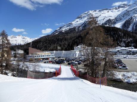Berninagruppe: Anfahrt in Skigebiete und Parken an Skigebieten – Anfahrt, Parken St. Moritz – Corviglia