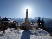 Schirmbar an der Talstation Castelir (Bellamonte)