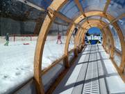 Blick aus einem überdachten Förderband